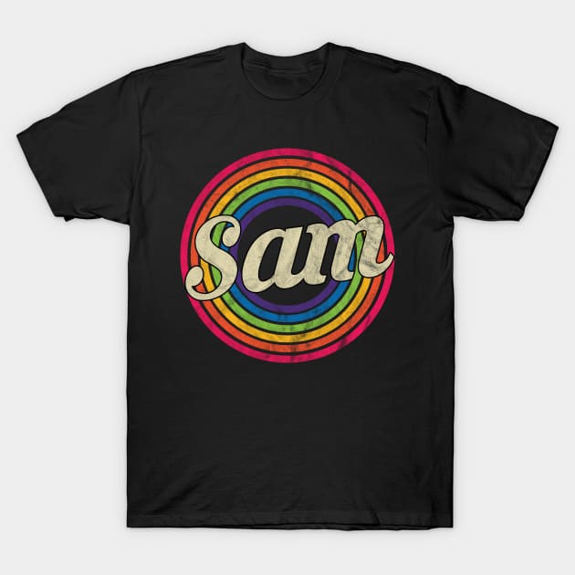 Sam - Retro Rainbow Faded-Style T-Shirt by MaydenArt